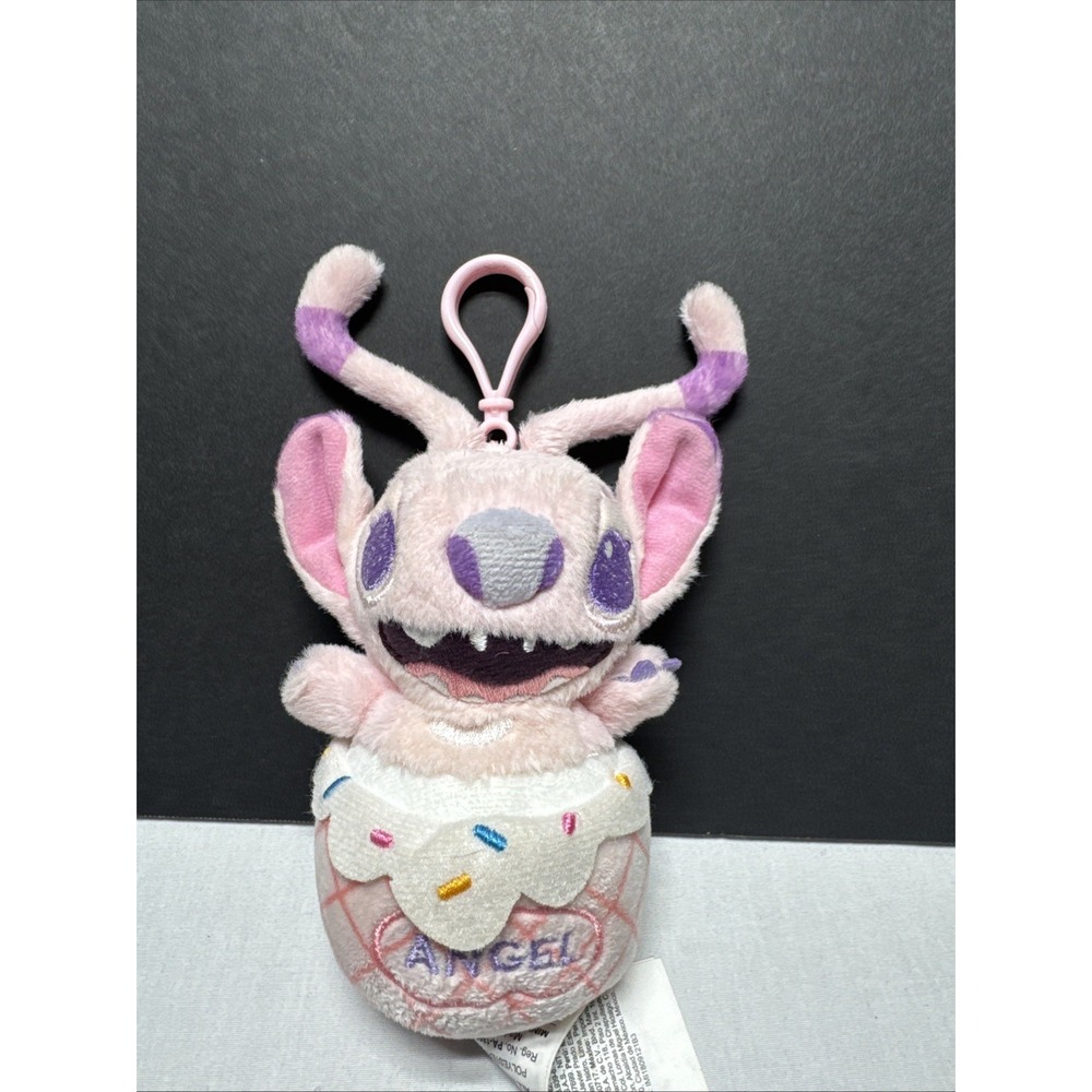 Disney Angel Lilo & Stitch Plush Clip On MINISO Ice Cream backpack clip